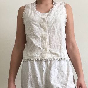 WHITE BUTTON UP VINTAGE TANK